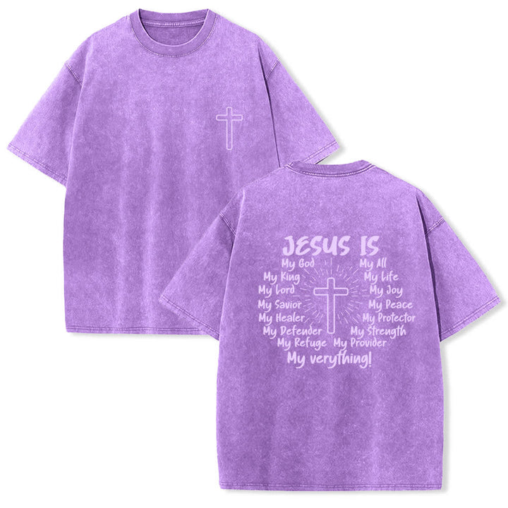Christianartworkshop Jesus Is Cross Rückendruck Oversized Washed T-Shirt - Lila - 4XL - image 21