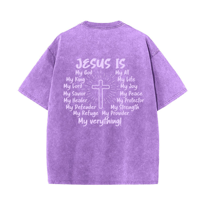 Christianartworkshop Jesus Is Cross Rückendruck Oversized Washed T-Shirt - image 22