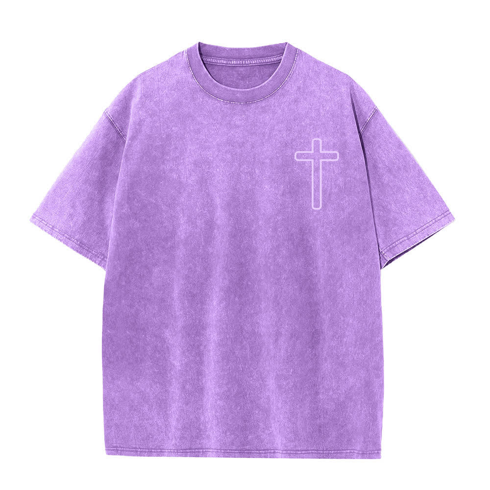 Christianartworkshop Jesus Is Cross Rückendruck Oversized Washed T-Shirt - image 23