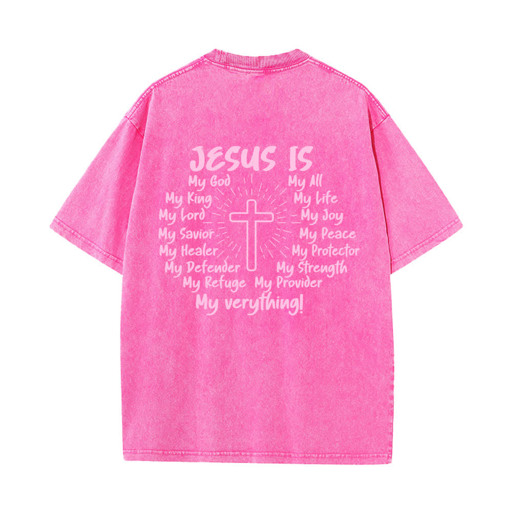 Christianartworkshop Jesus Is Cross Rückendruck Oversized Washed T-Shirt - image 25