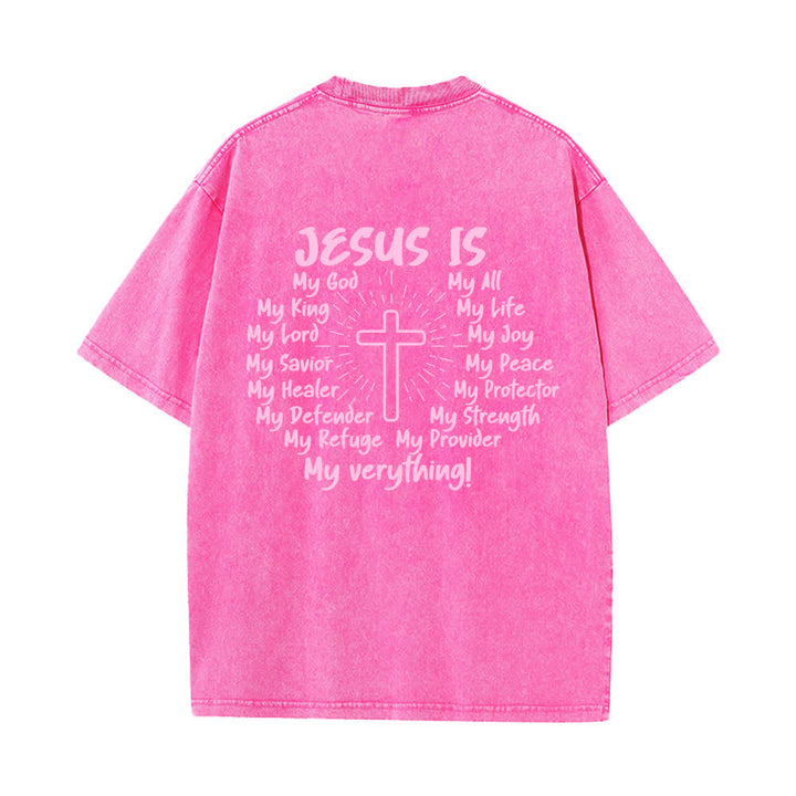 Christianartworkshop Jesus Is Cross Rückendruck Oversized Washed T-Shirt - image 25