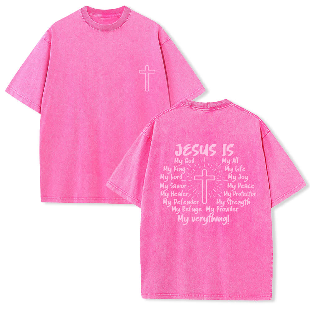 Christianartworkshop Jesus Is Cross Rückendruck Oversized Washed T-Shirt - Rosa - 4XL - image 24