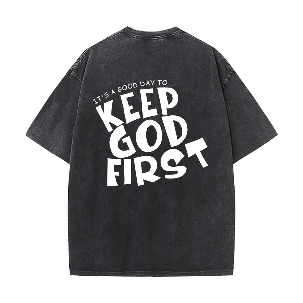 Christianartworkshop „Keep God First“ Vintage-T-Shirt - image 1