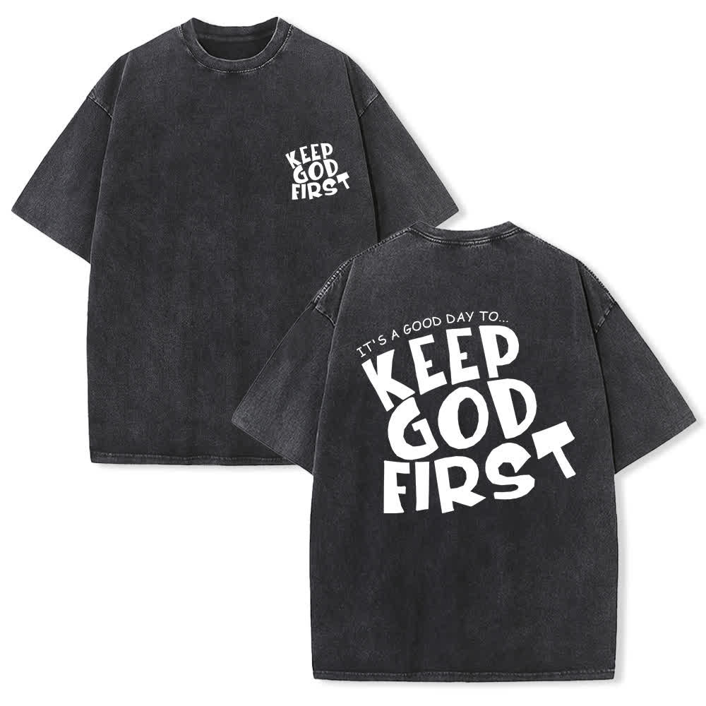 Christianartworkshop „Keep God First“ Vintage-T-Shirt - Schwarz - 4XL - image 0