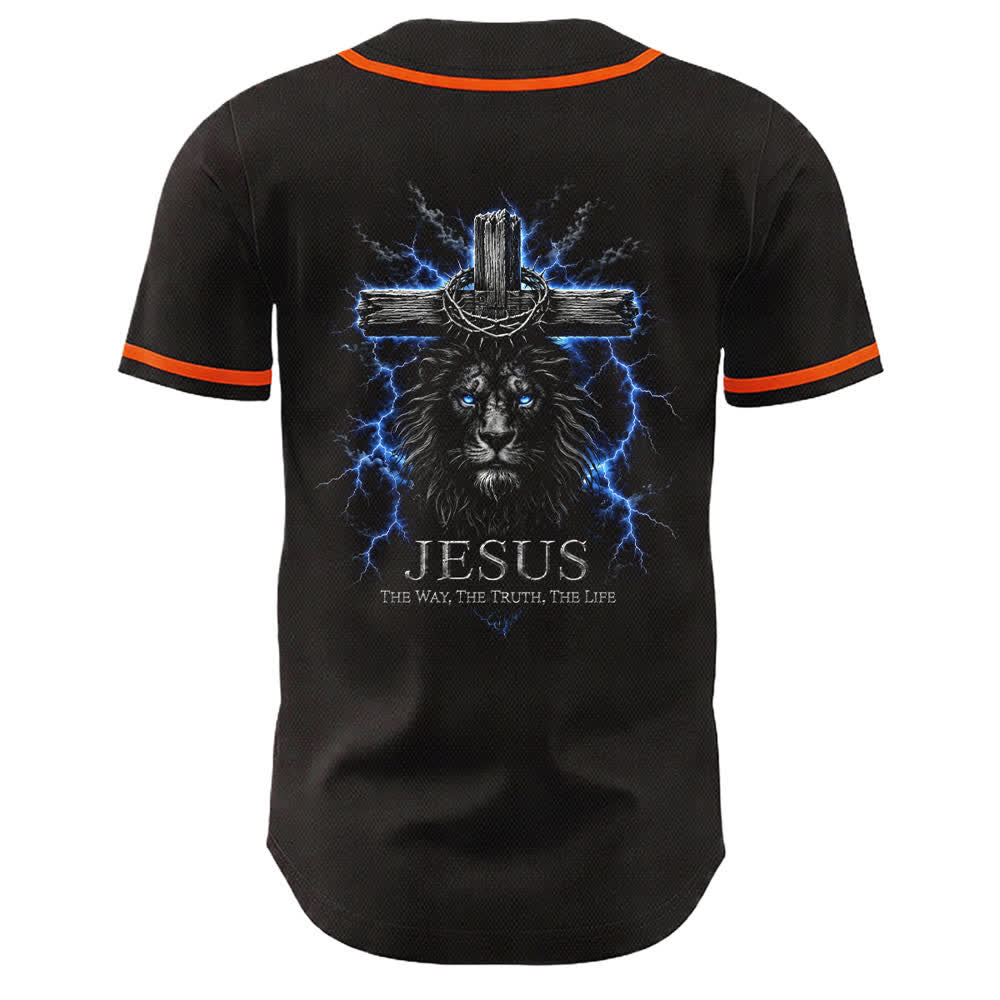 Christianartworkshop Jesus Lion Lightning Schwarzes Mesh Baseballtrikot - image 7