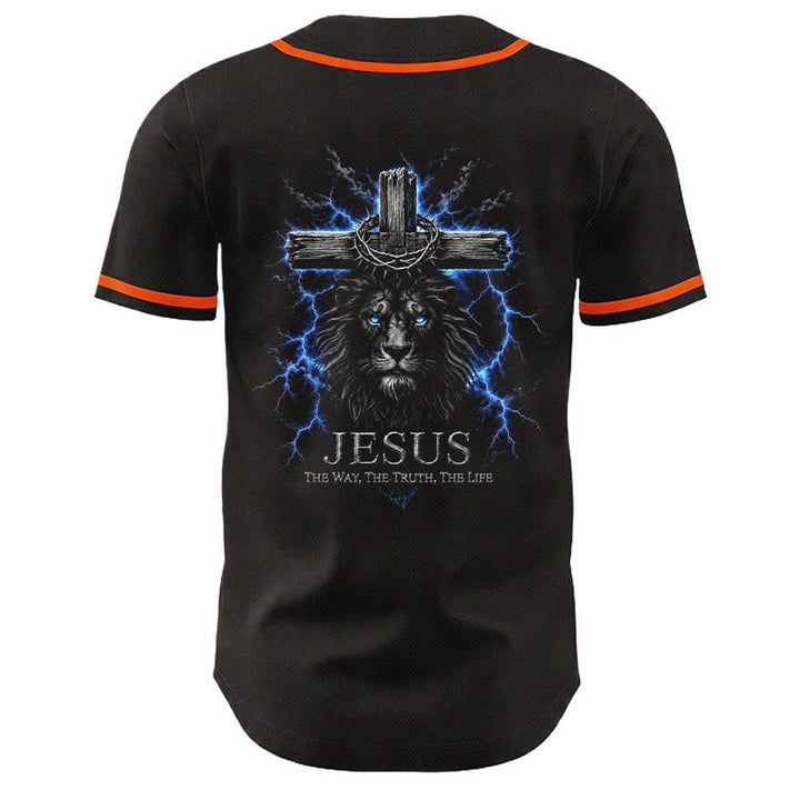 Christianartworkshop Jesus Lion Lightning Schwarzes Mesh Baseballtrikot - image 7