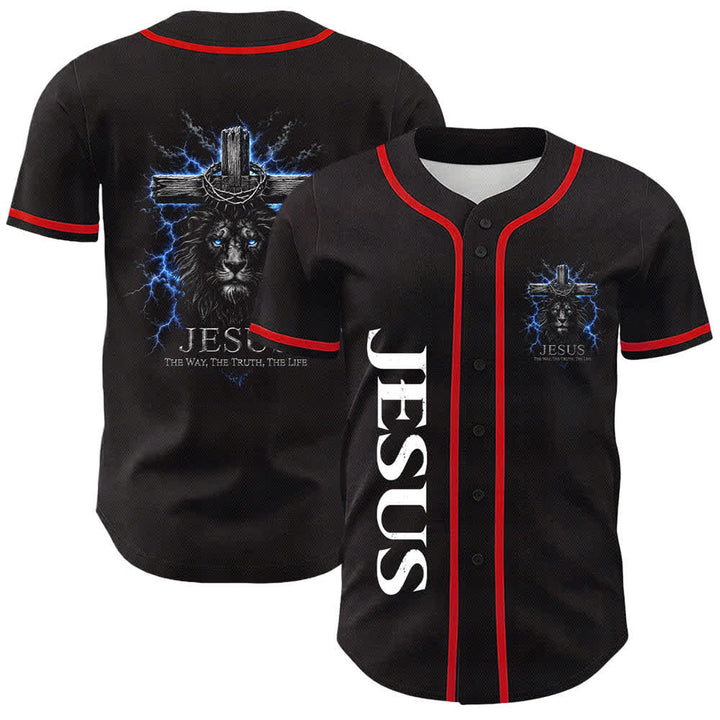 Christianartworkshop Jesus Lion Lightning Schwarzes Mesh Baseballtrikot - Rot - 5XL - image 9