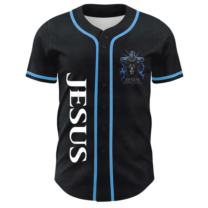 Christianartworkshop Jesus Lion Lightning Schwarzes Mesh Baseballtrikot - image 2