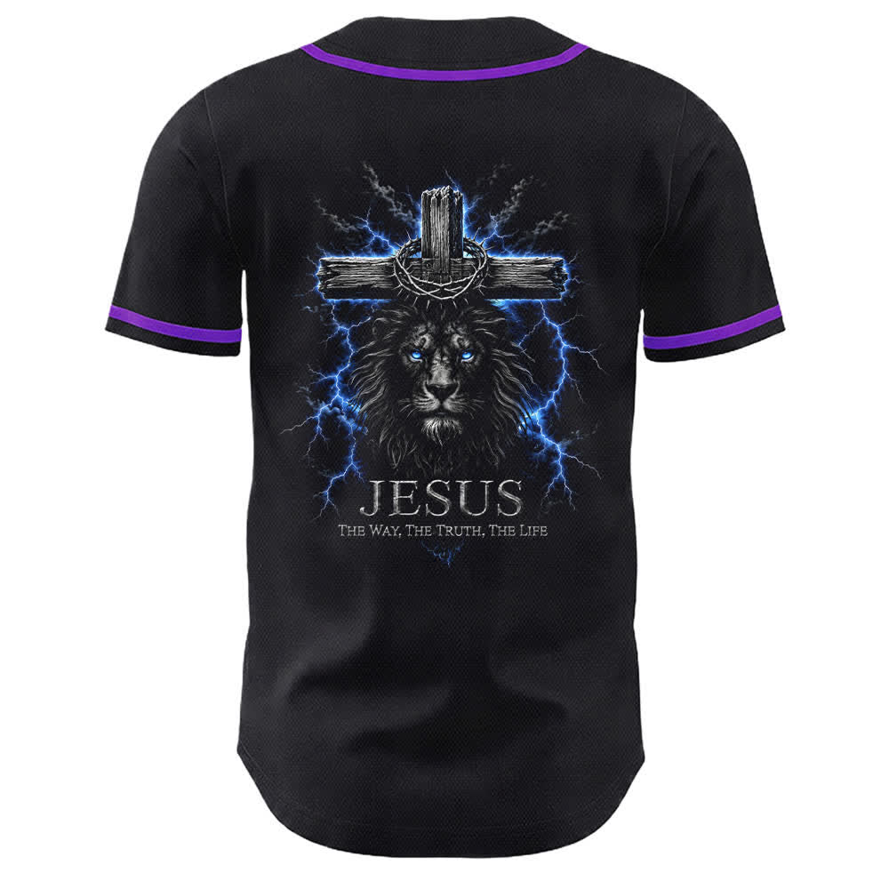 Christianartworkshop Jesus Lion Lightning Schwarzes Mesh Baseballtrikot - image 22