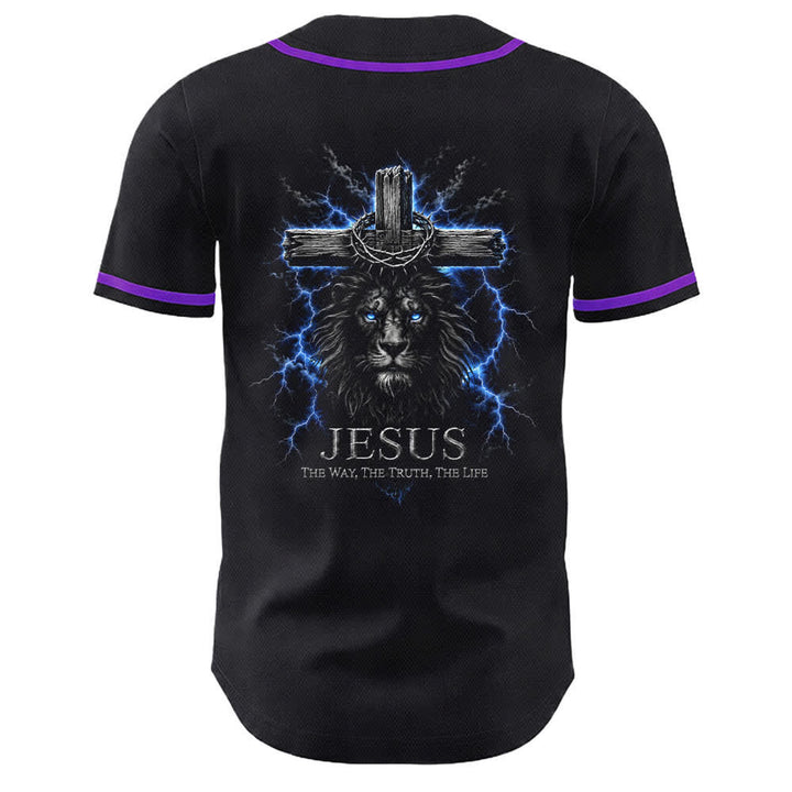 Christianartworkshop Jesus Lion Lightning Schwarzes Mesh Baseballtrikot - image 22