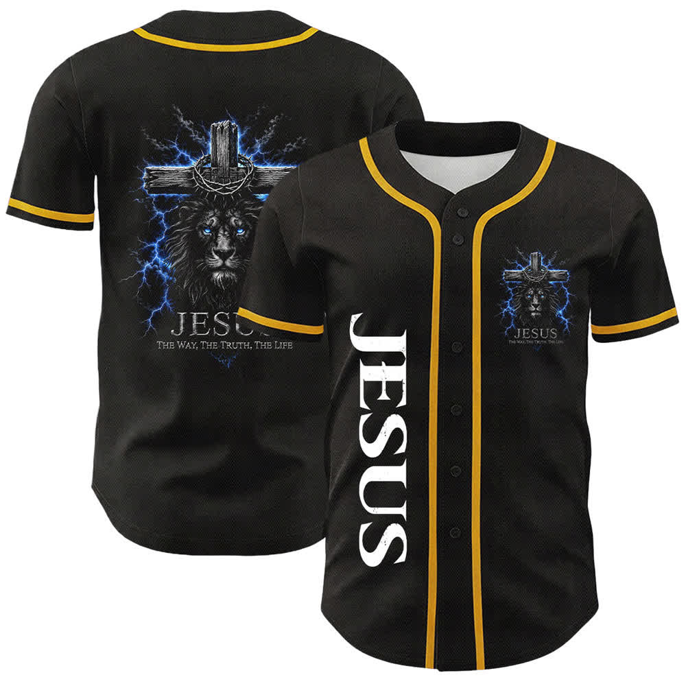 Christianartworkshop Jesus Lion Lightning Schwarzes Mesh Baseballtrikot - Gelb - 5XL - image 3