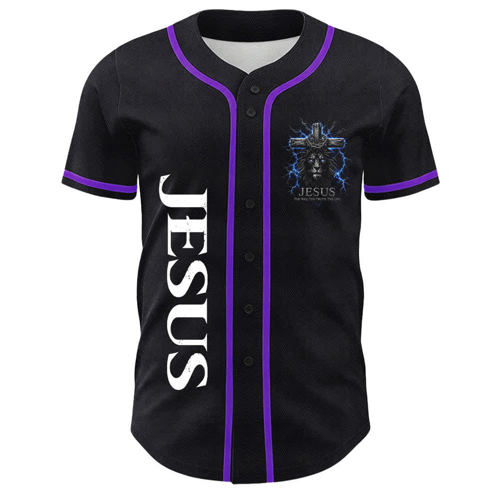 Christianartworkshop Jesus Lion Lightning Schwarzes Mesh Baseballtrikot - image 23