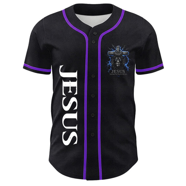 Christianartworkshop Jesus Lion Lightning Schwarzes Mesh Baseballtrikot - image 23