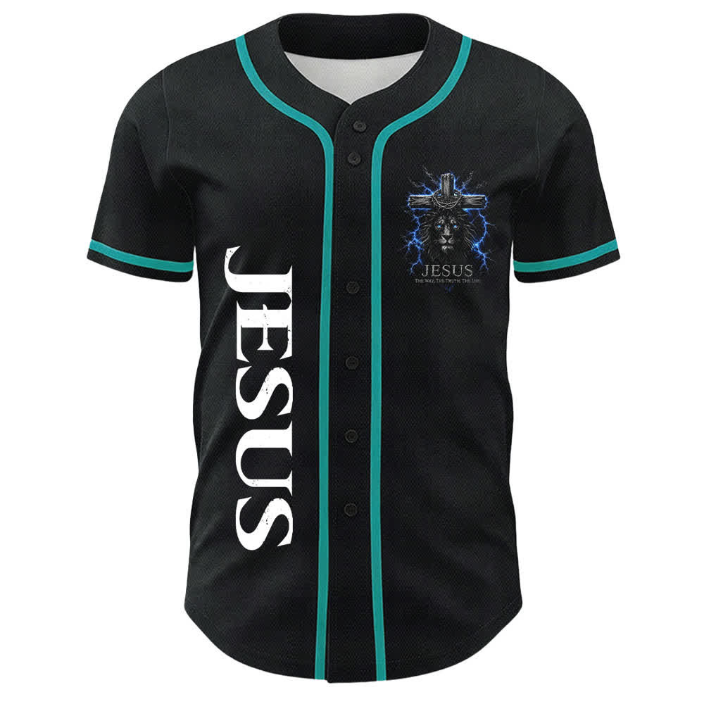 Christianartworkshop Jesus Lion Lightning Schwarzes Mesh Baseballtrikot - image 20