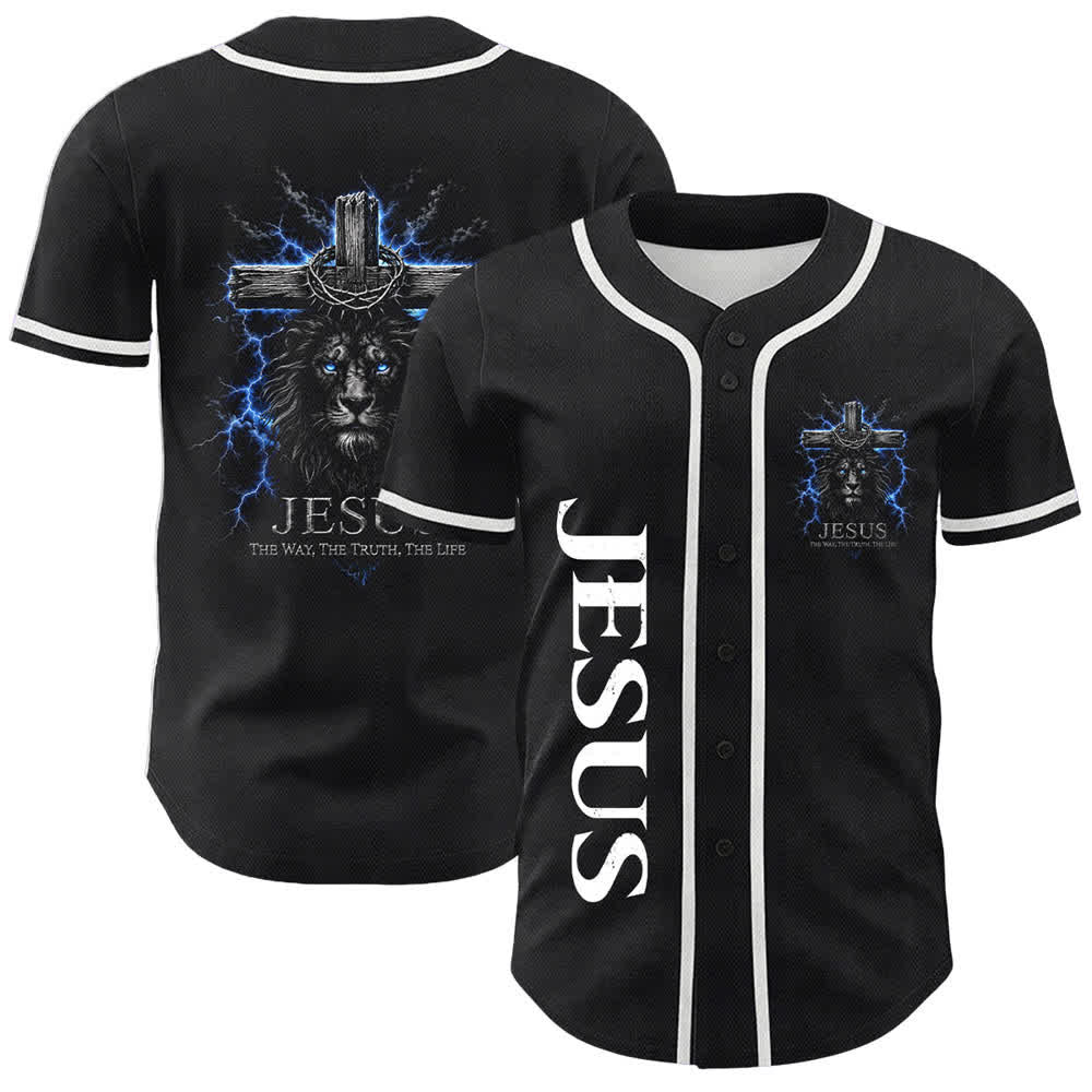 Christianartworkshop Jesus Lion Lightning Schwarzes Mesh Baseballtrikot - Weiß - 5XL - image 15