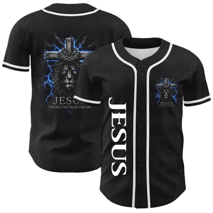 Christianartworkshop Jesus Lion Lightning Schwarzes Mesh Baseballtrikot - Weiß - 5XL - image 15