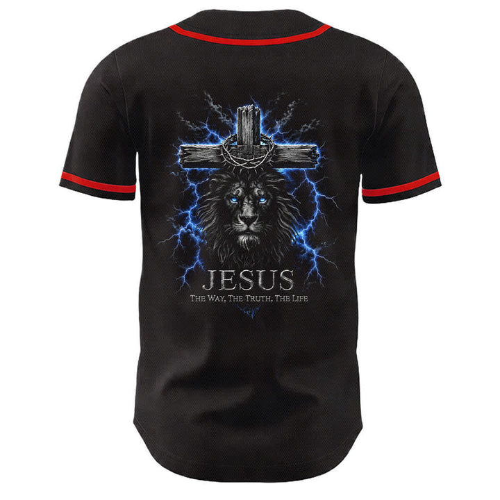 Christianartworkshop Jesus Lion Lightning Schwarzes Mesh Baseballtrikot - image 10