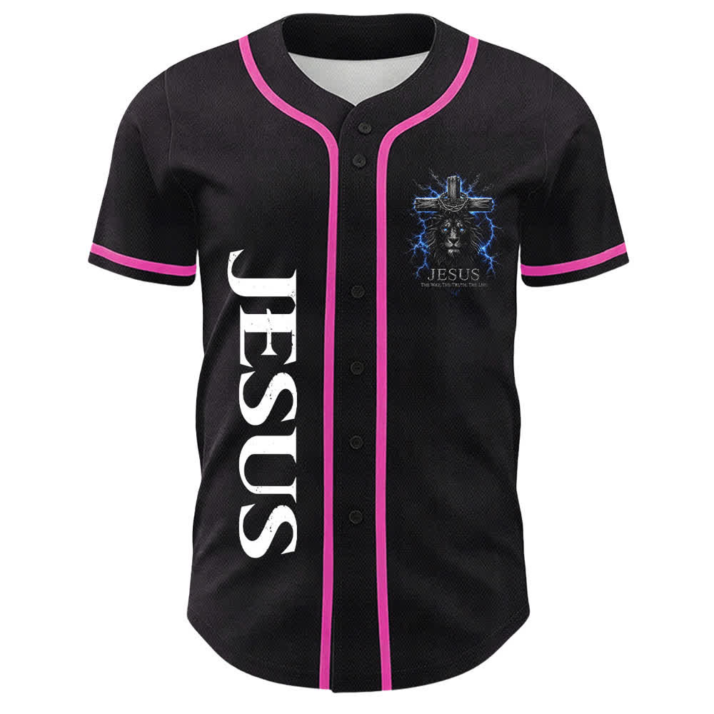 Christianartworkshop Jesus Lion Lightning Schwarzes Mesh Baseballtrikot - image 14