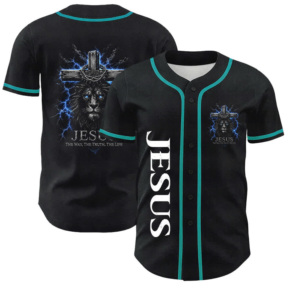 Christianartworkshop Jesus Lion Lightning Schwarzes Mesh Baseballtrikot - Lake Blue - 5XL - image 18