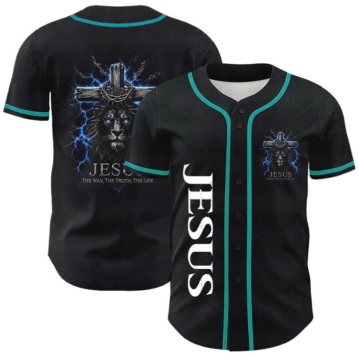 Christianartworkshop Jesus Lion Lightning Schwarzes Mesh Baseballtrikot - Lake Blue - 5XL - image 18