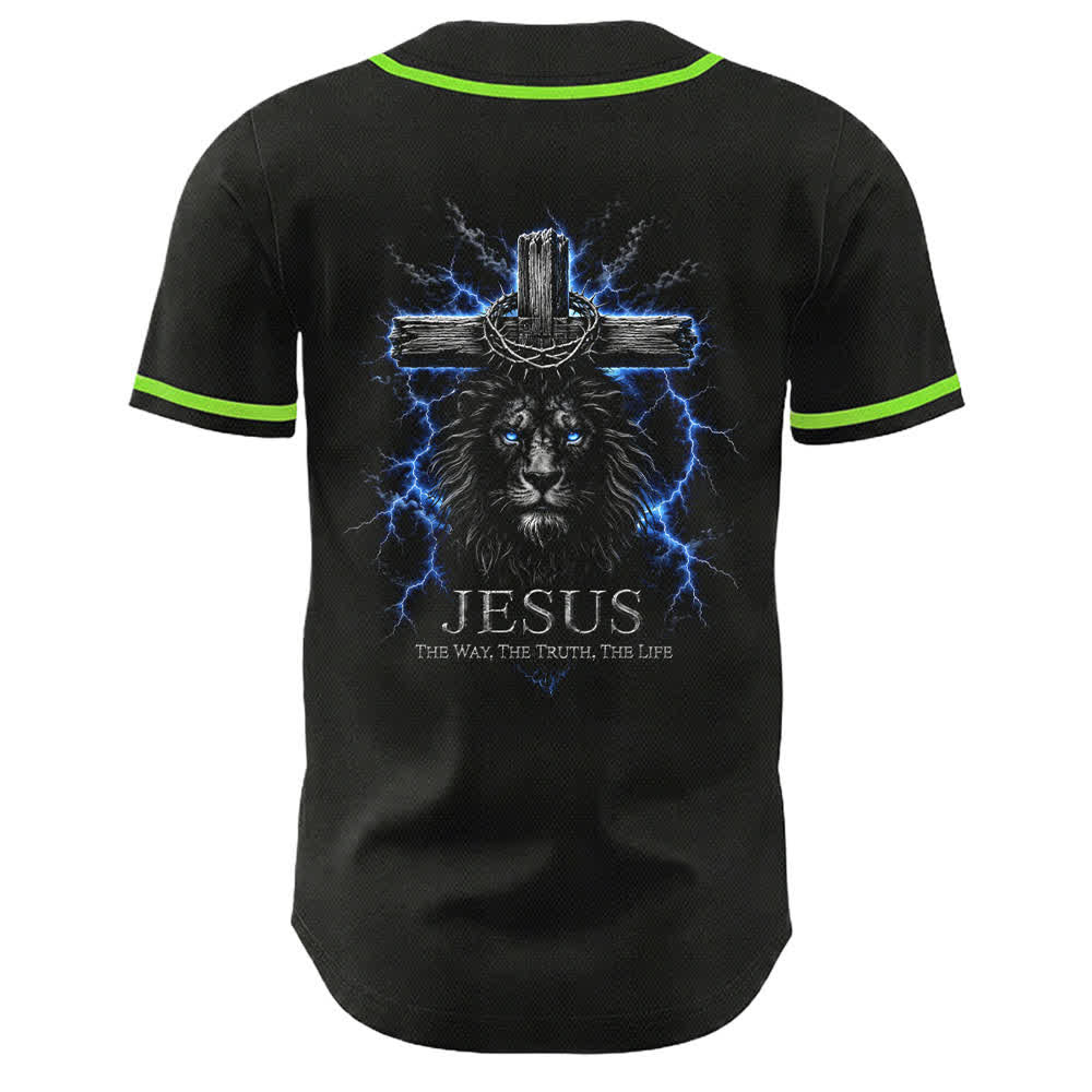 Christianartworkshop Jesus Lion Lightning Schwarzes Mesh Baseballtrikot - image 25