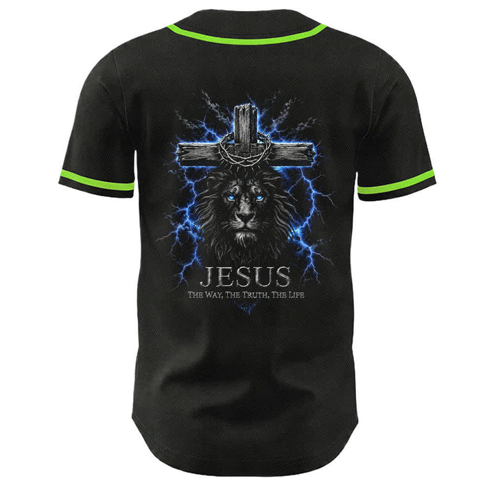 Christianartworkshop Jesus Lion Lightning Schwarzes Mesh Baseballtrikot - image 25