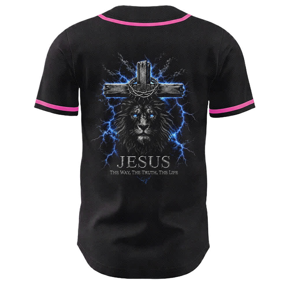 Christianartworkshop Jesus Lion Lightning Schwarzes Mesh Baseballtrikot - image 13