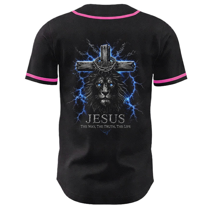 Christianartworkshop Jesus Lion Lightning Schwarzes Mesh Baseballtrikot - image 13