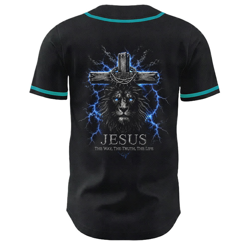 Christianartworkshop Jesus Lion Lightning Schwarzes Mesh Baseballtrikot - image 19