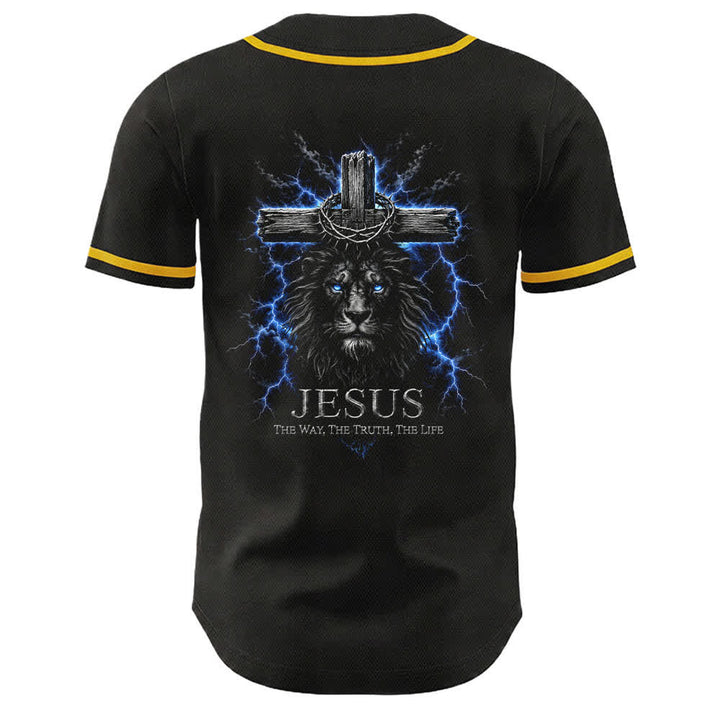 Christianartworkshop Jesus Lion Lightning Schwarzes Mesh Baseballtrikot - image 4
