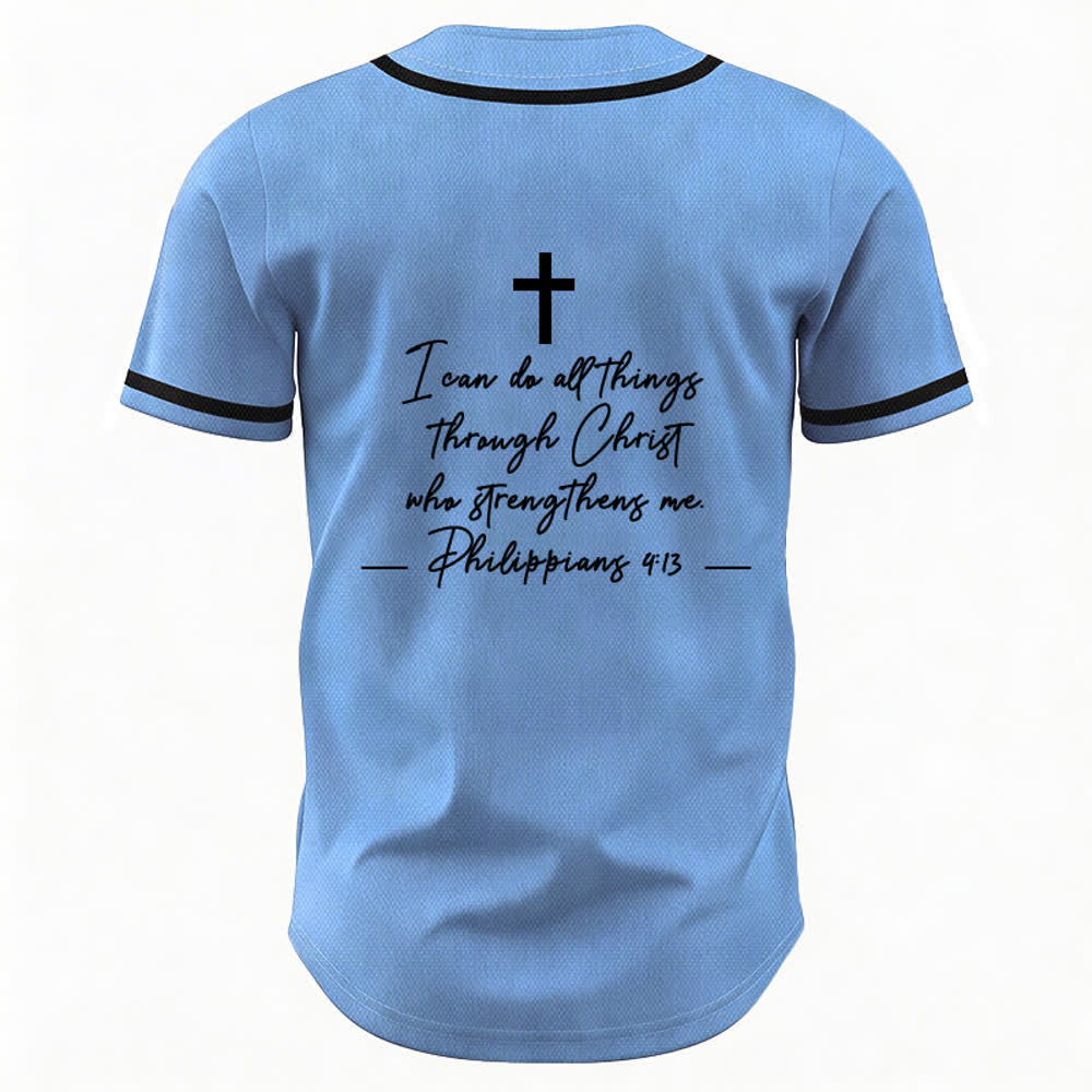 Christianartworkshop Jesus Christus 33 Hellblaues Mesh-Baseballtrikot - image 2