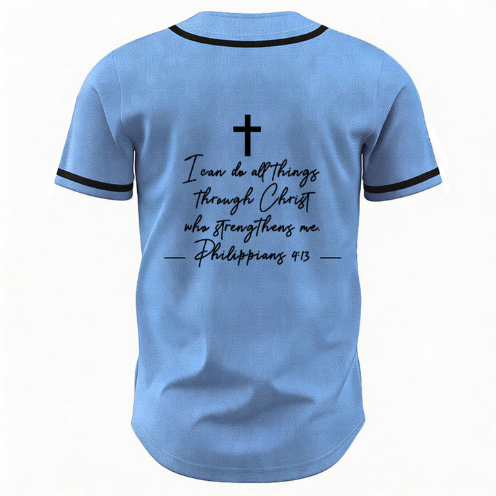 Christianartworkshop Jesus Christus 33 Hellblaues Mesh-Baseballtrikot - image 2