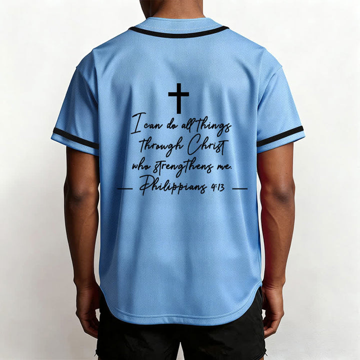Christianartworkshop Jesus Christus 33 Hellblaues Mesh-Baseballtrikot - image 6