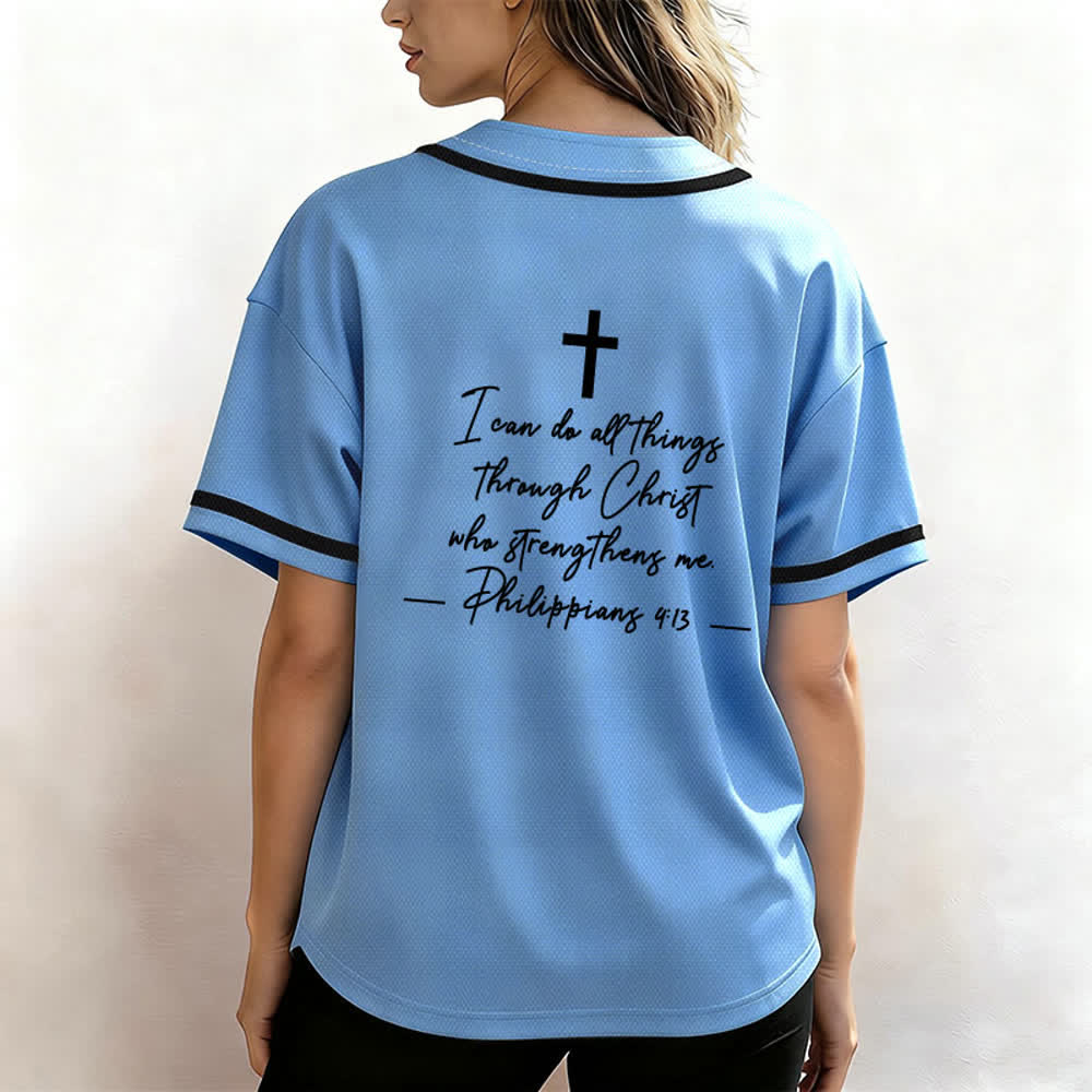 Christianartworkshop Jesus Christus 33 Hellblaues Mesh-Baseballtrikot - image 4