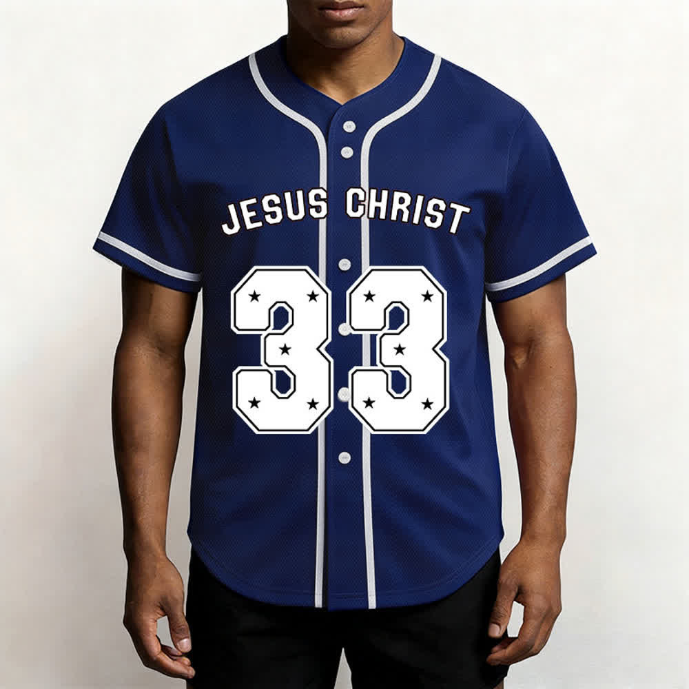 Christianartworkshop Jesus Christus 33 Hellblaues Mesh-Baseballtrikot - image 54