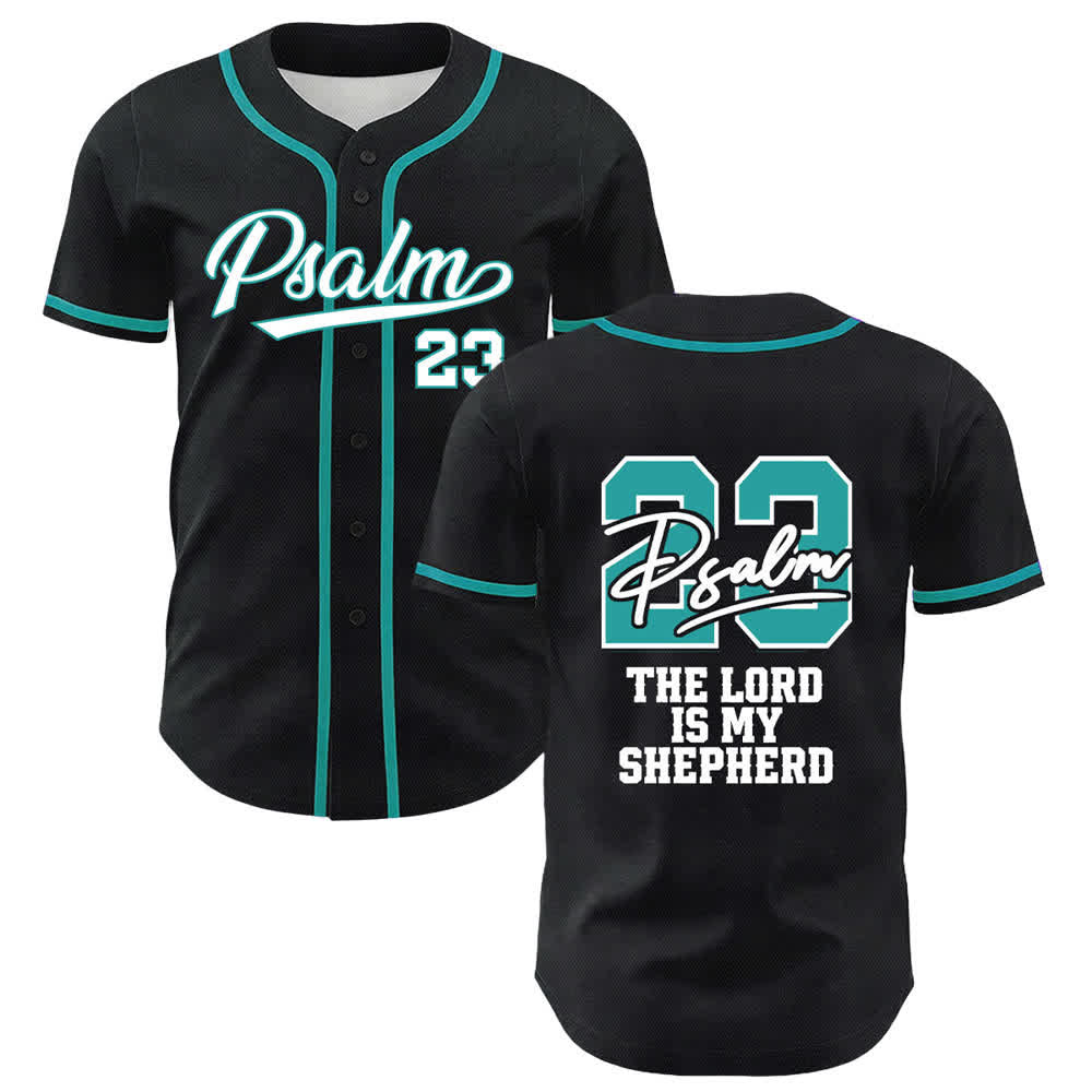 Christianartworkshop Psalm 23 Schwarzes und goldenes Statement-Baseballtrikot - Lake Blue - 5XL - image 6