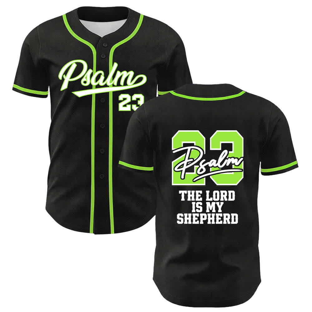 Christianartworkshop Psalm 23 Schwarzes und goldenes Statement-Baseballtrikot - Grün - 5XL - image 12
