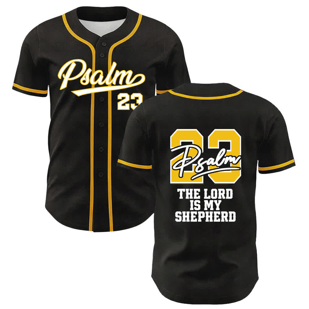 Christianartworkshop Psalm 23 Schwarzes und goldenes Statement-Baseballtrikot - Gelb - 5XL - image 0