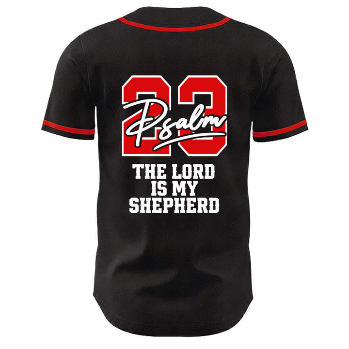 Christianartworkshop Psalm 23 Schwarzes und goldenes Statement-Baseballtrikot - image 22
