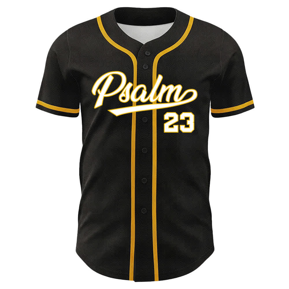 Christianartworkshop Psalm 23 Schwarzes und goldenes Statement-Baseballtrikot - image 2