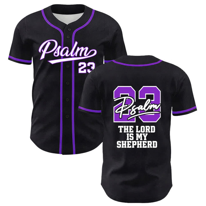 Christianartworkshop Psalm 23 Schwarzes und goldenes Statement-Baseballtrikot - Lila - 5XL - image 18