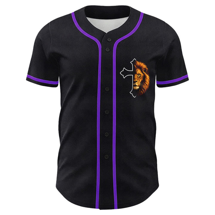 Christianartworkshop Löwe der Stärke Philipper 4:13 Schwarzes Gold Baseballtrikot - image 5