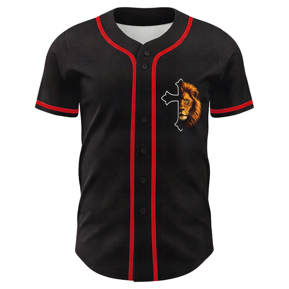 Christianartworkshop Löwe der Stärke Philipper 4:13 Schwarzes Gold Baseballtrikot - image 11