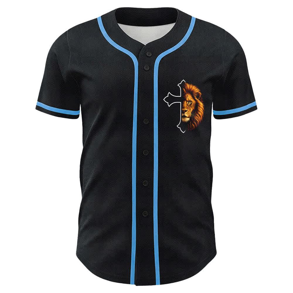 Christianartworkshop Löwe der Stärke Philipper 4:13 Schwarzes Gold Baseballtrikot - image 8