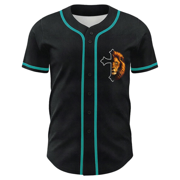 Christianartworkshop Löwe der Stärke Philipper 4:13 Schwarzes Gold Baseballtrikot - image 23