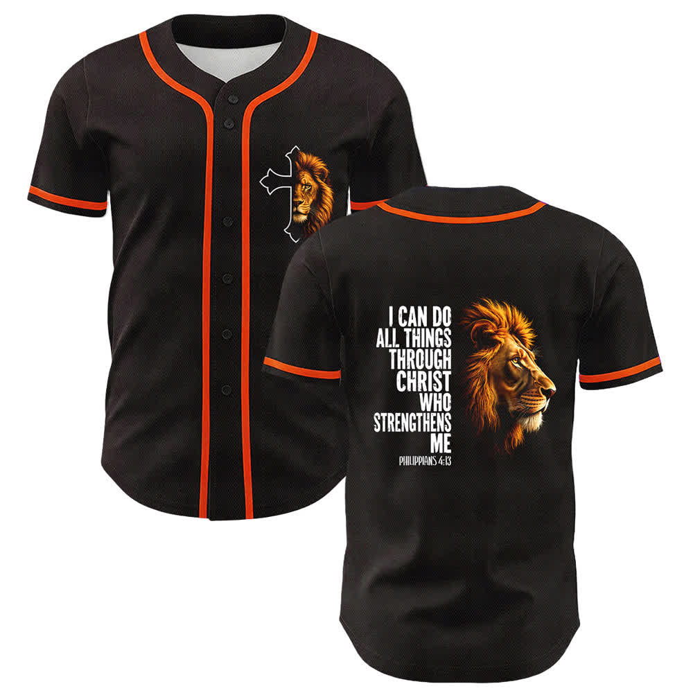Christianartworkshop Löwe der Stärke Philipper 4:13 Schwarzes Gold Baseballtrikot - Orange - 5XL - image 18