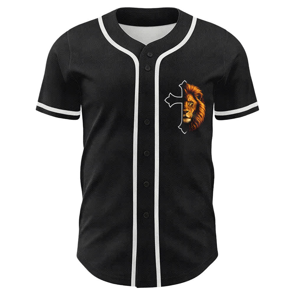 Christianartworkshop Löwe der Stärke Philipper 4:13 Schwarzes Gold Baseballtrikot - image 26