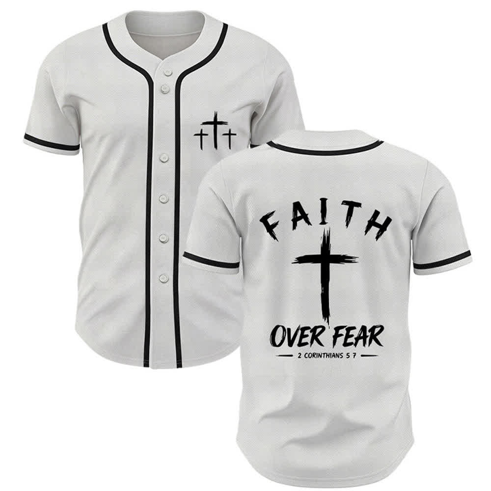 Christianartworkshop Baseballtrikot mit Kontrastbesatz – Glaube statt Angst - Weiß - 5XL - image 28