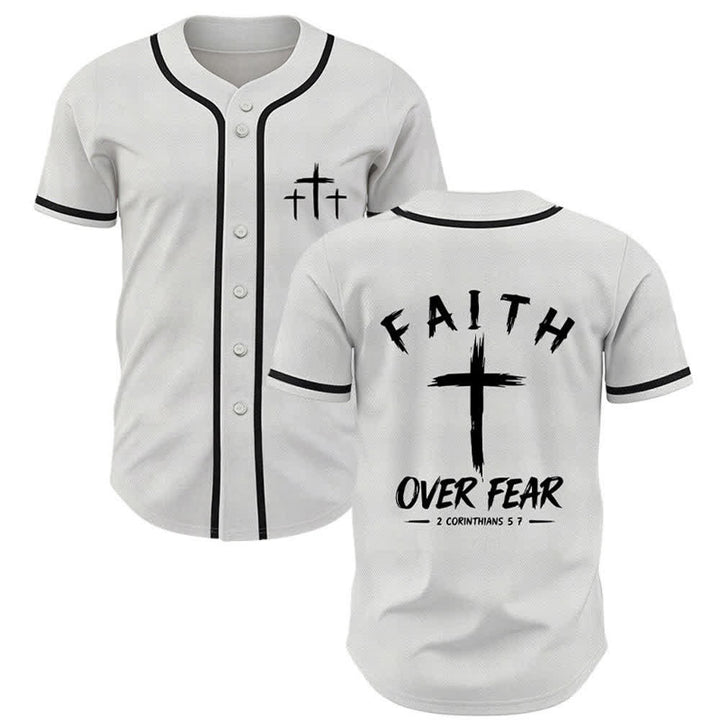 Christianartworkshop Baseballtrikot mit Kontrastbesatz – Glaube statt Angst - Weiß - 5XL - image 28