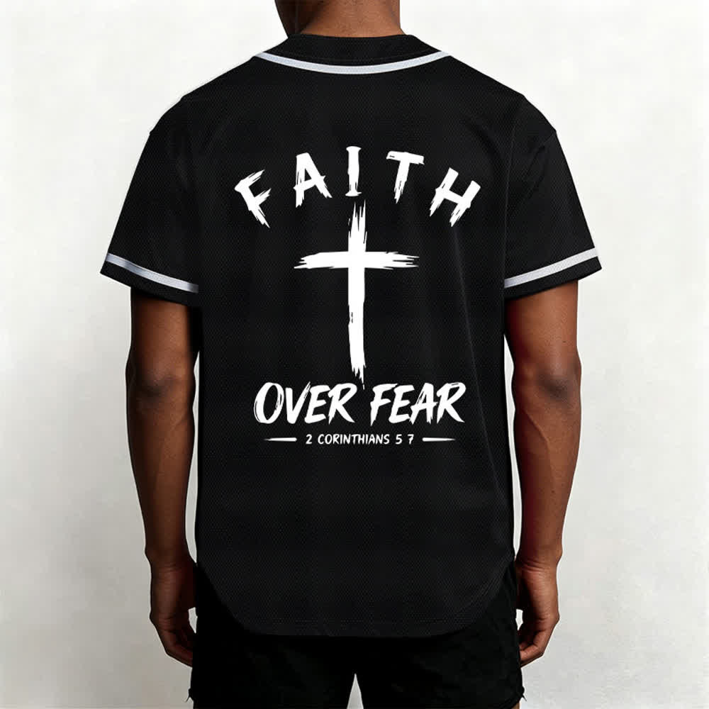 Christianartworkshop Baseballtrikot mit Kontrastbesatz – Glaube statt Angst - image 12